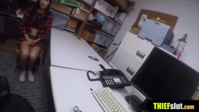 Cute teen 18+ Thief Punish Fucked By Two Security Guards