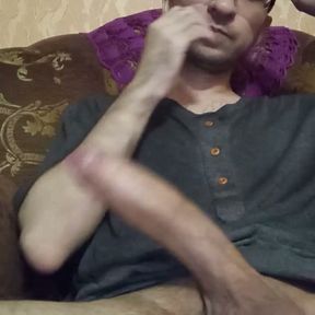 I Strocking My Big Hard Cock. Full Balls of Cum