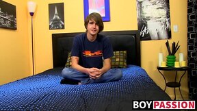 Young butt muncher gives an interview and masturbates solo