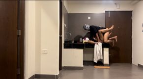 Besharam Bhabhi invited her lover and fucked by him at the kitchen