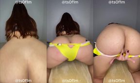 Latina trans girl finger fucks herself twerking on big dick