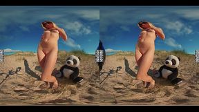 Virtual relaity video quality was never so real before, enjoy Stefani Kaleesy beach day and play with her in the sand together