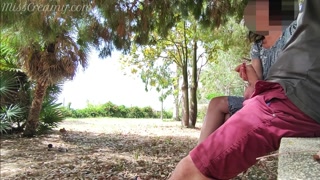 I pull out my cock in front of a girl in the public park and she helps me cum Dick flash MissCreamy