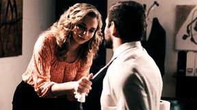 ”Buxom petite blonde MILF avoids getting fired by fucking her boss”