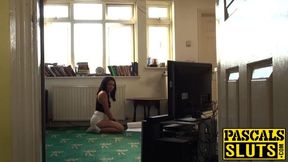 Exotic Rina Ellis swallows a large rod and goes on a ride