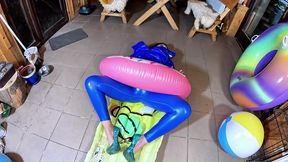 dominant milf in shiny leather pants and glossy downjacket. blowjob, cameltoe, cum play and inflatable destruction preview