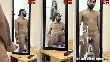 SPRAYING A MASSIVE LOAD OF ARAB CUM ON MY MIRROR