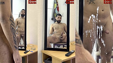 SPRAYING A MASSIVE LOAD OF ARAB CUM ON MY MIRROR