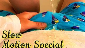 (POV) She pees on your cock in those cute colorful boxer briefs (silent slow motion special)