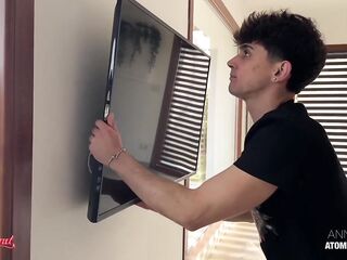 Golden-haired Sexually excited Wife Seduces Shy Antenna Man and Gets Screwed Hard