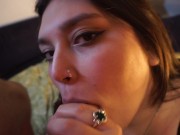 Chubby Sub Cock Sucking - POV CLOSE UP LIPS - BBW Good Slut BJ EYES