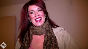 cum slut redhead roxy foxx is on her knees sucking off horny doggers and getting her tits covered in cum