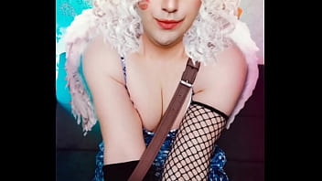 Heavenly Hottie: Angel in a Sexy Short Dress and Fishnets