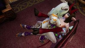 futa draenei fuck demon girl threesome - warcraft porn parody