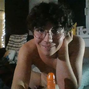 Cute teen boy vapes while fucking his ass