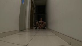 Caged Asian Sissy Public Anal Play in Stairway