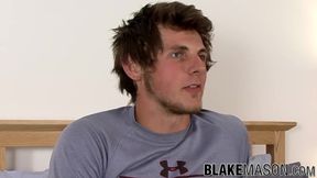 Jock amateur Tom Evans interviewed and jerking off solo