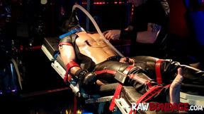 Sweaty jock foot licking and deepthroating in raw bondage