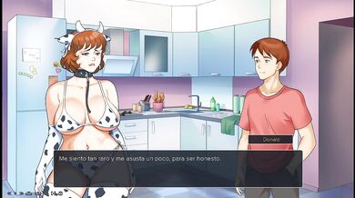 Her steaming milf cosplay breasts milked dry in hentai game