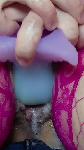 Dripping Cum POV in Pink Stockings with Dildo - Finish with Ha