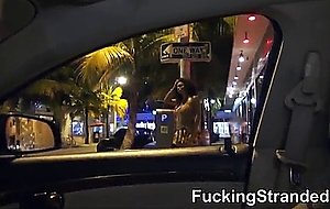 Stranded teen at night fucked in the van
