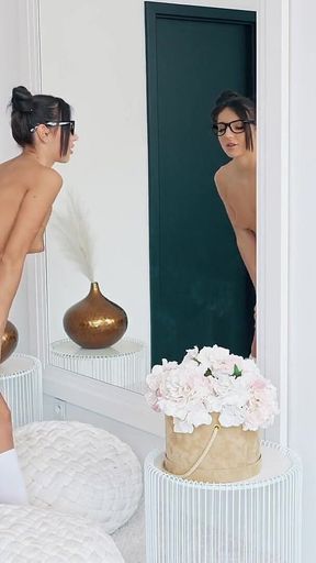 Petite Small Tit Girl Mini Mitzi in Front of the Mirror