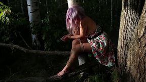 Sofi  Bondage in the forest on the tree