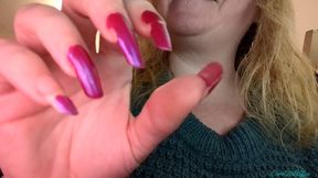 Chipping Pink Polish Long Nails