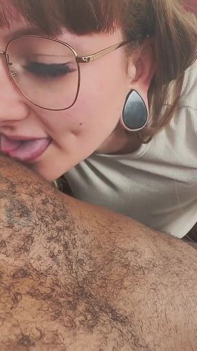 Split Tongue Goth PAWG Pennie Layne Loved Licking His Nipples While Jerking Him off! Pennie Layne Nipple Licking Handjob