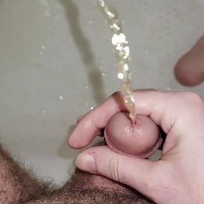 Pee Play and Huge Cum Blast in the Shower with Slomo Replays