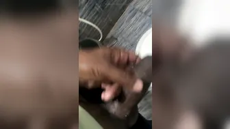 Muscular desi guy strokes his big hard cock in the shower