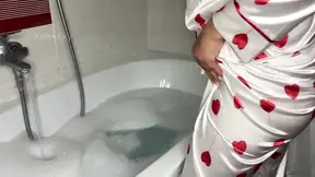 Smoking and relaxing in a wet bathtub