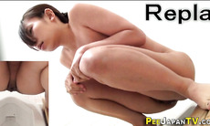 Asian in sauna peeing naked