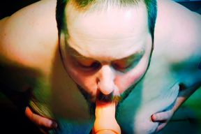 Superchub sucking dildo