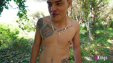 A LATIN GODDESS and a stud-wannabe: Korin begs to be fucked outdoors!
