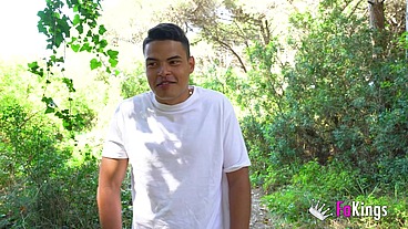 A LATIN GODDESS and a stud-wannabe: Korin begs to be fucked outdoors!