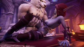 Werewolf takes night elf from behind