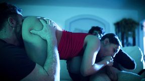 Horny Hailey Rose fucks stepdad stepson duo