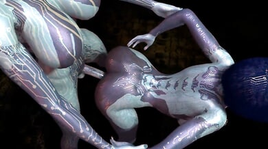 POV Halo Parody: Futanari Cortana fucks her clone with a strapon