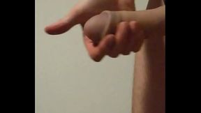 Realistic silicone erect cock, squirts sperm
