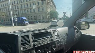 STREETFUCK Slim Fit Blonde needs some adrenalin and stop a car on the street to fuck
