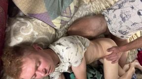Stepdaddy Fucks Teen Slut's Tight Asshole and Cum Inside