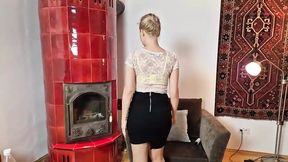 Wanilianna masturbating by the vintage fireplace in a fancy Krakow apartment