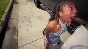 Trucker's wife rides me hard in the lot, parking lot slut