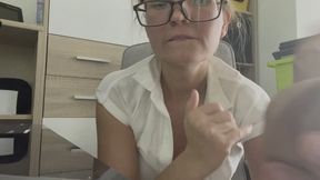 Fetish Fantasy: Threatening My Slave’s Cock in Black Boots and White Blouse
