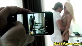 Cumswallowing babe assfucked in missionary
