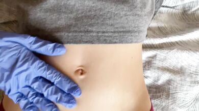 Her navel wants more glove filled belly play