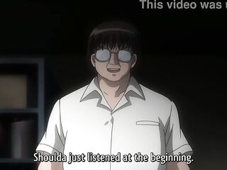 Anime brunette hair bound up and banged by pervs