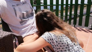 Public blowjob in the garden. Cum in mouth.