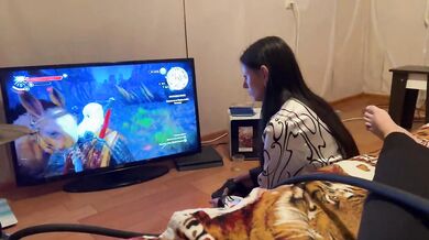 While my neighbor is playing the witcher game, I smoke and masturbate - Lesbian_illusion